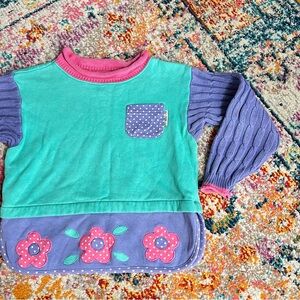 Gymboree Retro Vintage 90s‎ Pink and Turquoise Kids' Colorblock Sweater 4T